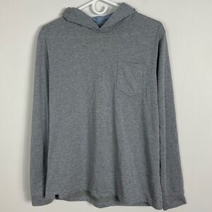 Johnnie-O Grey Hoodie Mens Size Medium Pocket Minimalist Lounge Sweatshirt Hood‎